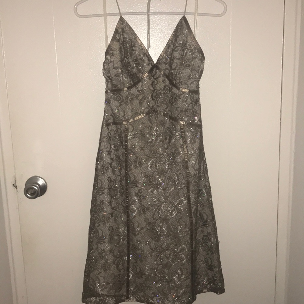 Express sequin halter dress